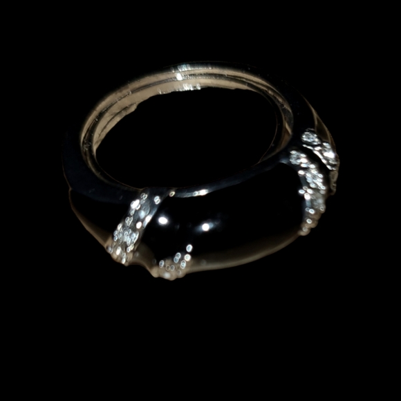 Vintage Black Enamel Fashion Ring Lot 4 - Picture 2 of 2